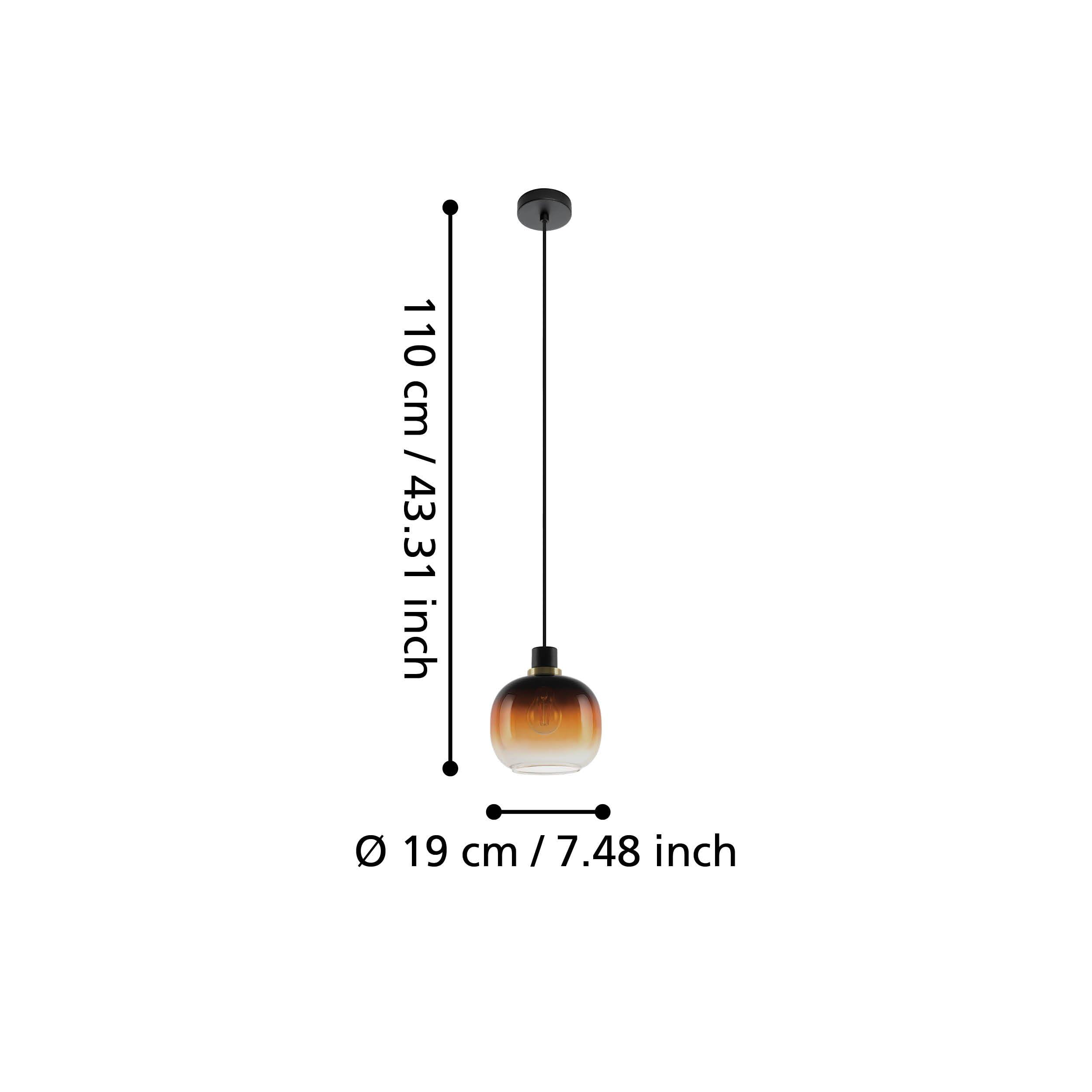 EGLO Hängelampe Oilella, 1-flammige Pendelleuchte Rauchglas über Esstisch