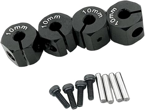 4 Pieces Wheel Hub Hex Adapter Rc Car Upgrades Parts Wheel Hubs Mount Combiner Pins Accessories Suitable for Vehicle Maintenance And Model E, 10mm Black