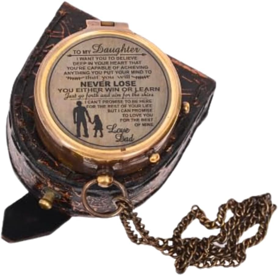 Brújula Vintage de Bolsillo de Latón con Cadena, 2 Pulgadas miniatura 3