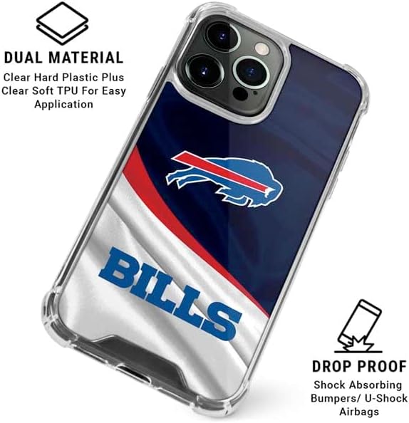 Skinit Clear Phone Case Compatible with iPhone 15 Pro - Officially Licensed NFL Buffalo Bills Design
