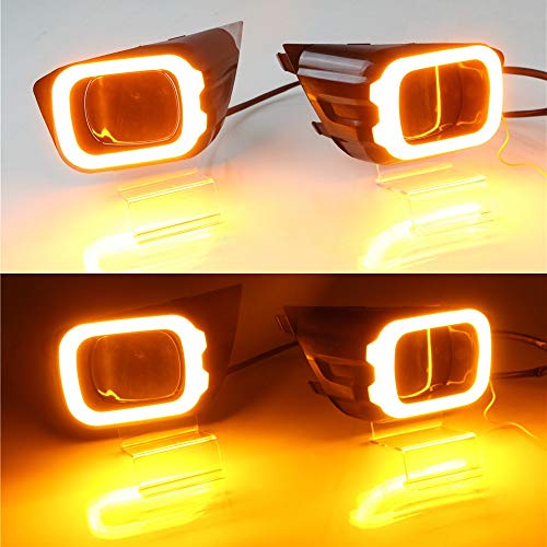 DRL LED para Ranger 2018+ con luz de giro amarilla y parachoques frontal 6000K 7