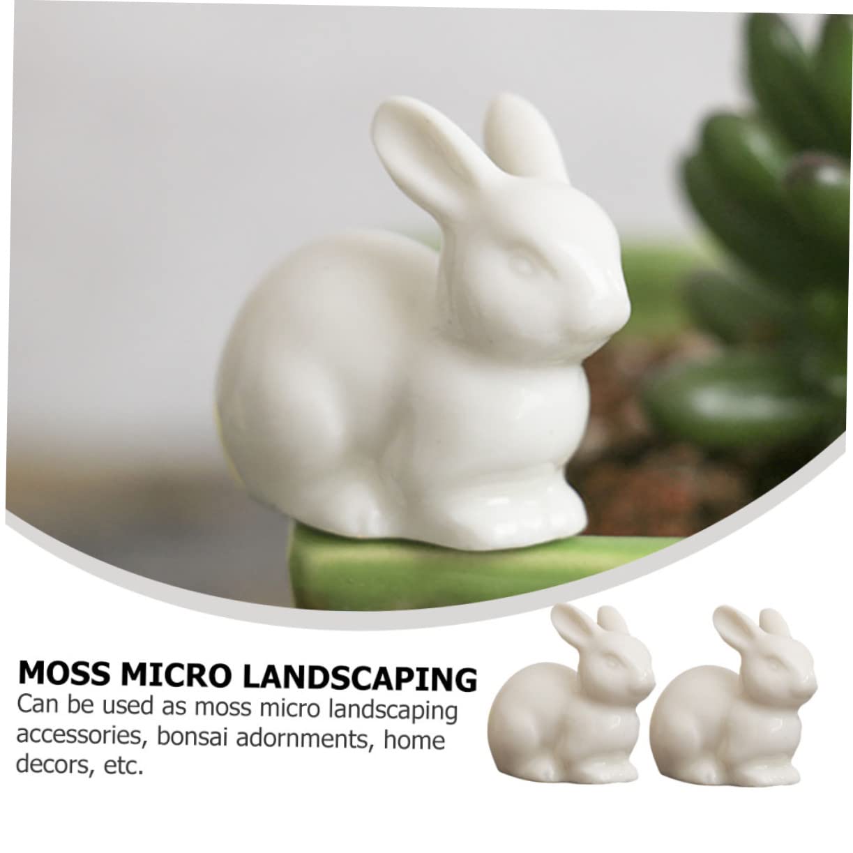 Sosoport 2 Set Di Decorazioni in Ceramica A Forma Di Coniglietto Per Statue Decorazioni Per Bonsai 5 Pezzi*2