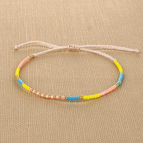 Image of KELITCH Boho Women Crystal Shell Beaded Friendship Bracelets Handmade Strand Bracelet Bangles Jewelry