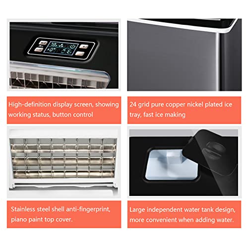 Fabricadora de hielo de mostrador, máquina de hielo auto-limpiable, portátil y compacta para cubos de hielo, acero inoxidable, 55 lb en 24 horas, ideal para hogar/cocina/oficina/bar miniatura 4