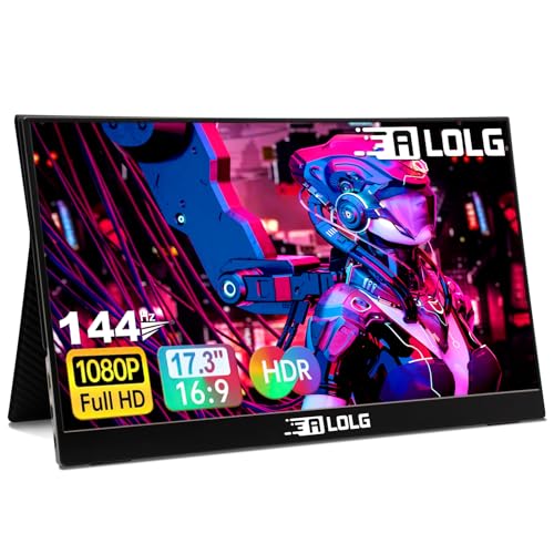 Image of Portable Monitor 17.3 Inch with 144HZ FHD 1080P Display,USB-C and HDMI Inputs, Ultra-Slim IPS Panel with HDR and Premium Smart Cover & Speakers-Compatible with Laptop,PC,Phone,PS5,Switch
