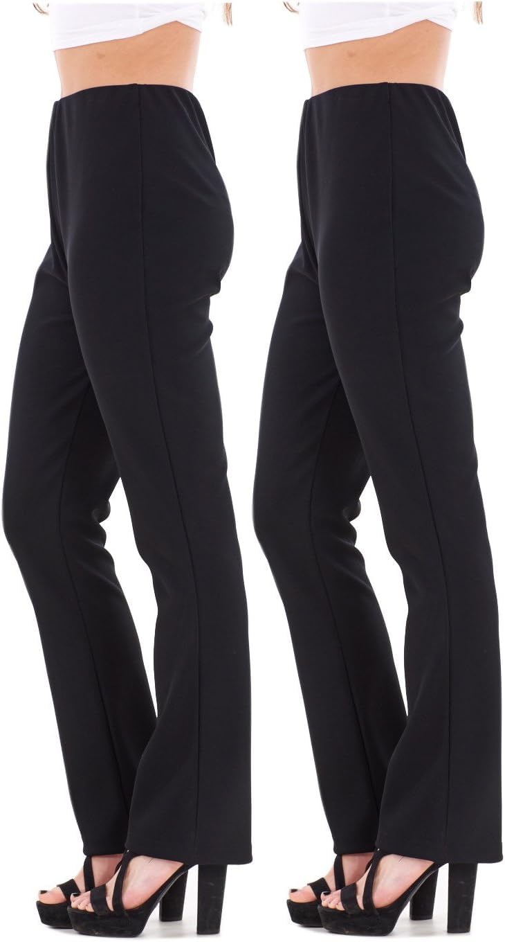 MissyLadies Stretch Trousers Pack of 2 Bootleg Stretch Trousers Black Size 8-26