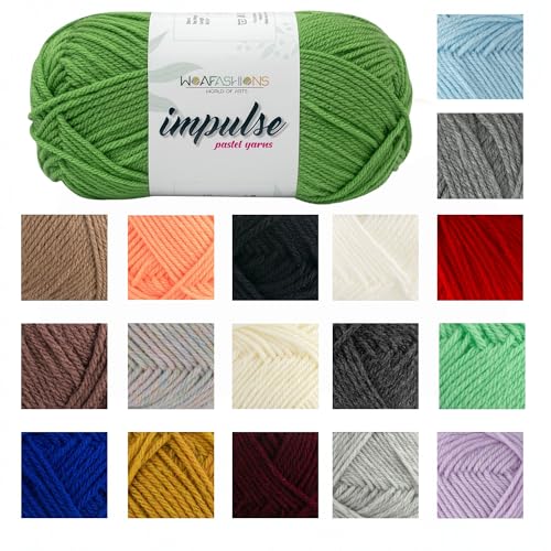 Image of WOAFashions Impulse Hand Knitting & Crochet Yarn, Premium Acrylic, 4 : Medium (Pear Green) (4x100gms / 14.1oz)