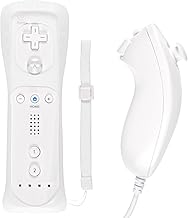 Funmo 2en1 Manette de Wii avec Manette Nunchuck,télécommande de jeu de compatible avec Wii/Wii U,Manette Wii,avec étui en silicone gratuit et dragonne