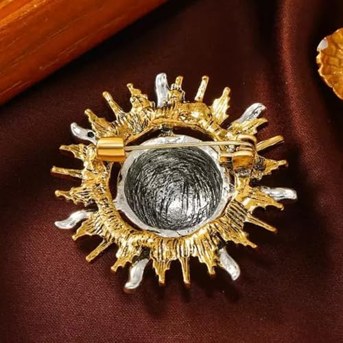 Image of Rhinestone Moon /Sun Brooch Pin for Women Crystal Celestial Brooches Elegant Dress Suit Accessories Sun /Moon Lapel Pins Jewelry