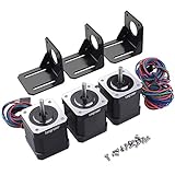 Stepper Motor, Longruner Nema 17 Bipolar 42mm 37oz.in(26Ncm) 12V 0.4A Lead 3D Printer Hobby CNC (3 Packs)