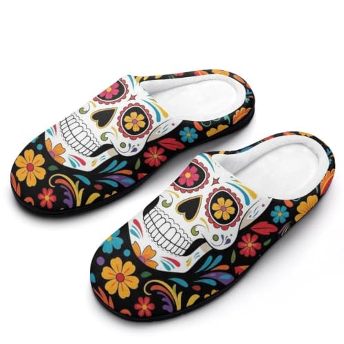 SESLFLKPJK Women Girls Fluffy Skull House Shoes