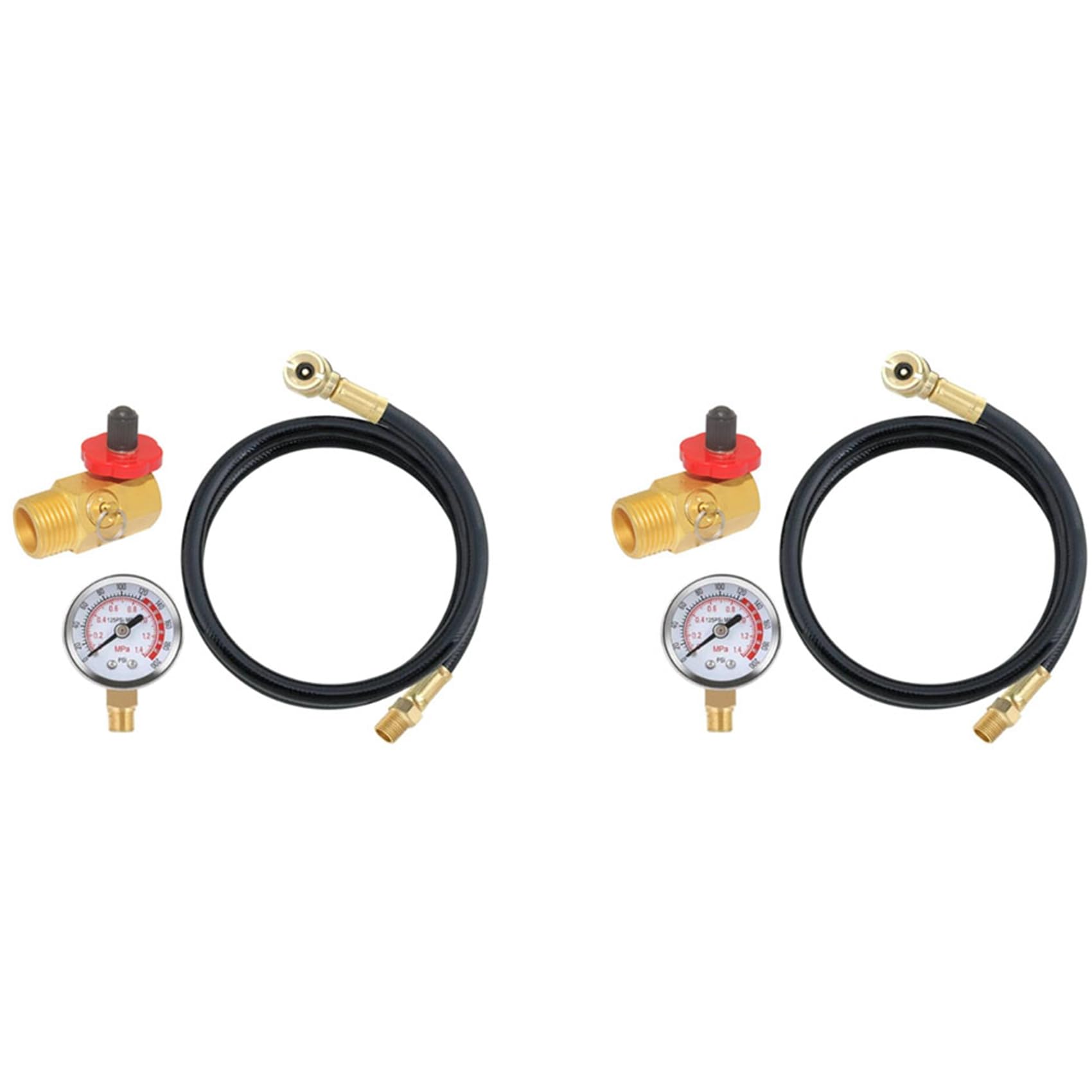 Jnchdghwa Black&Gold 2X Air Tank Repair Kit W/Safety Valve, Pressure Gauge And 4 Feet Air Tank Hose Assembly Kit For Portable Carry Tank