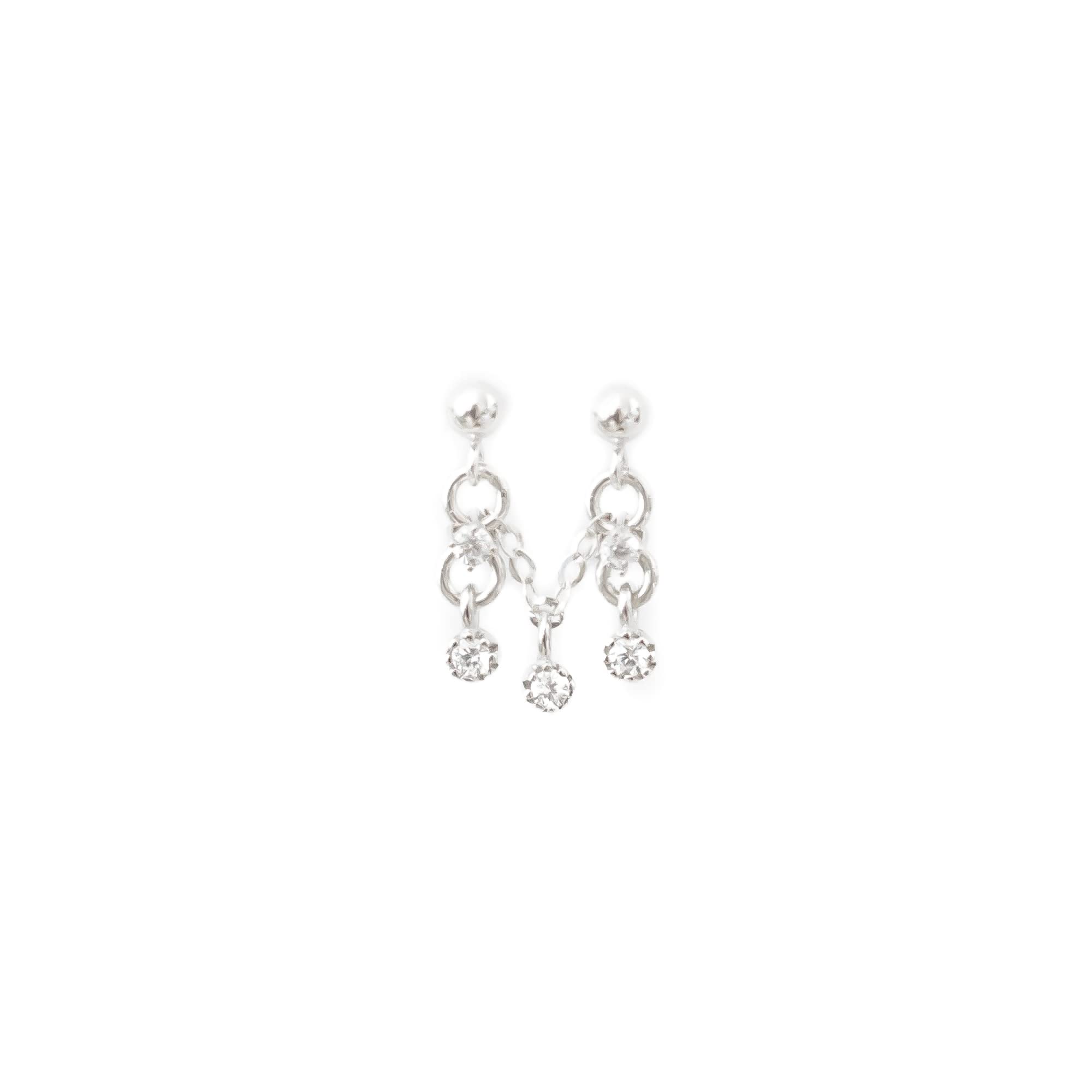 Kette ohrringe Doppelohrringe Zirkonia Ohrstecker Diamant Sterling Silber Ohrpiercing