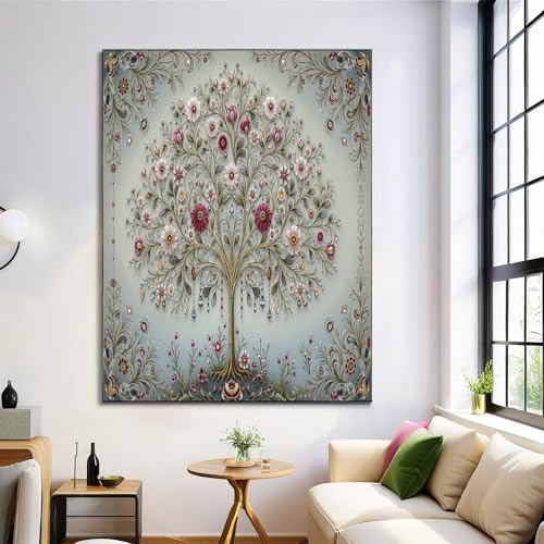 Toile motifs floraux et vegetaux art mural haut de gamme salon creme 80x120