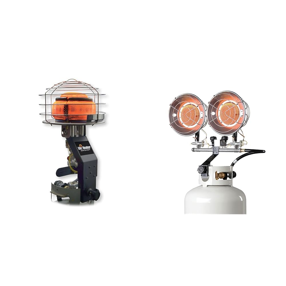 Mr. Heater 45K BTU Tank Top 540° Propane Heater Bundle with 30K BTU Double Tank Top Outdoor Propane Heater