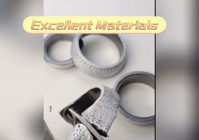 Image of ID 2.36In /60mm Car Exhaust Manifold Gasket, 2Pcs Automotive Exhaust Muffler Gasket, Graphite Muffler Flange Connector Replacement for Most 2-3 /8 inch OD Car Pipes