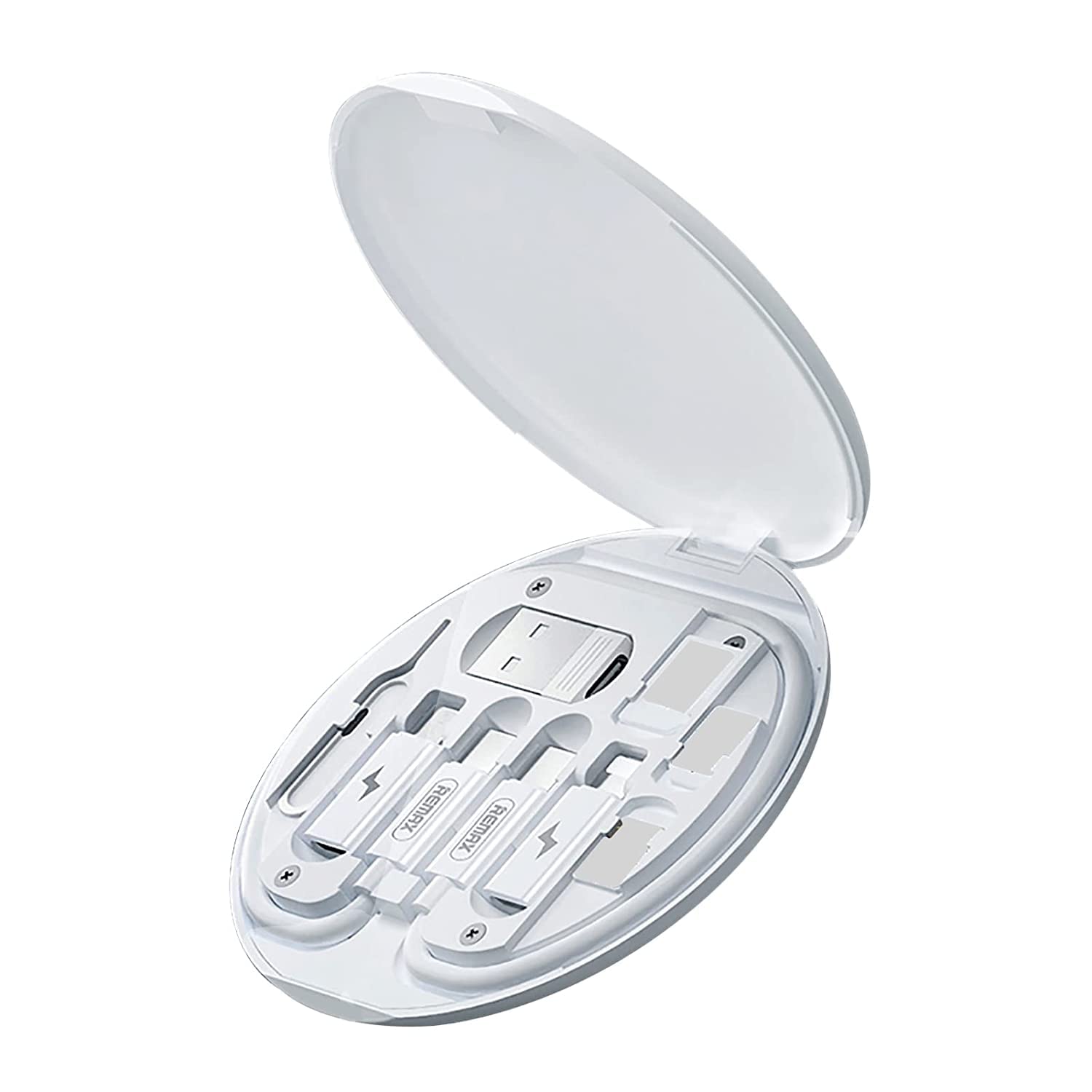 Travel Cable Set - 4-in-1 Portable Adapter, Fast Charge 60W, USB C/A/Micro/iPhone Charger & Transfers, SIM Storage Tray/Eject Pin - Pocket-Sized, Ideal for Travel