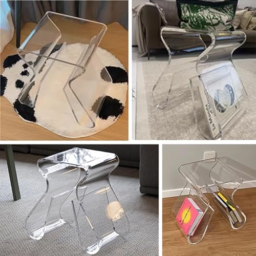 Mesa auxiliar de acrílico naranja transparente para salón y dormitorio 6