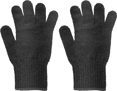 Army Universe Wool Blend Glove Liners | Unstamped Genuine GI USA Made Warm Winter Gloves Liner, Black, Large