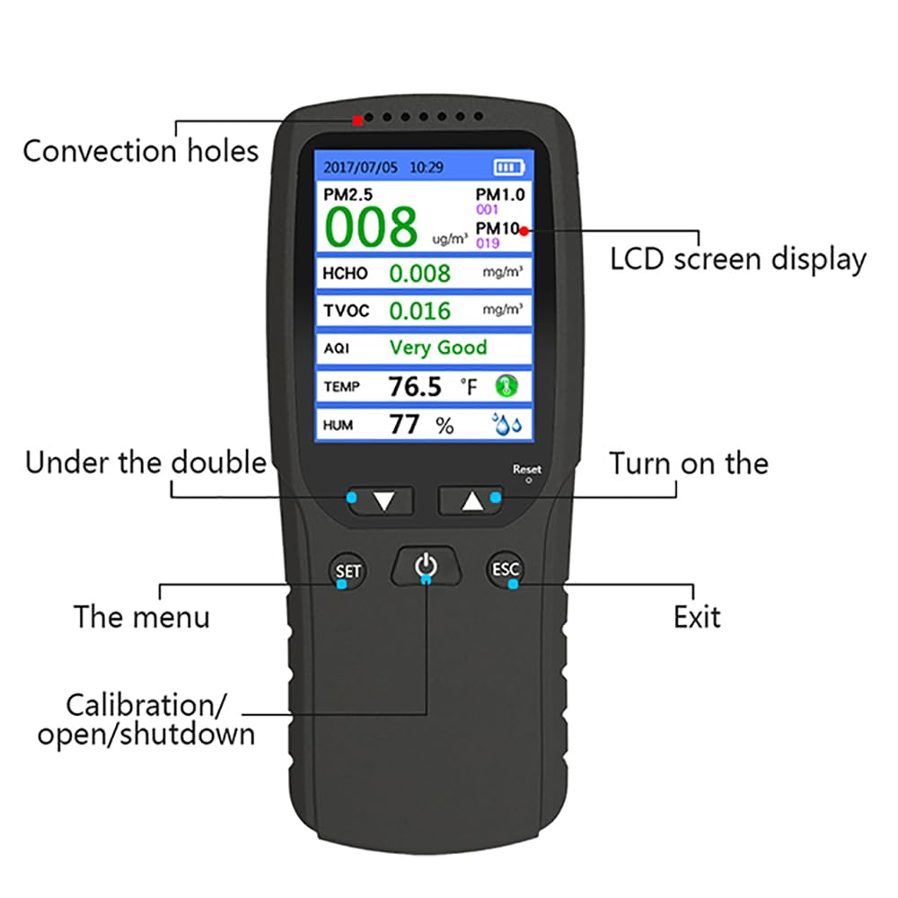 Détecteur de gaz, Détecteur de qualité de l'air Portable de précision, capteur PM2.5, compteur de poussière de brume for la détection de gaz