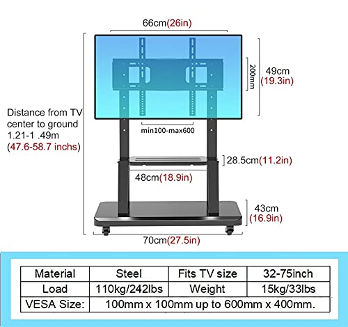 Soporte de Piso Rodante para TV 32-75 Pulgadas miniatura 2