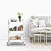 CAXXA 3-Tier Rolling Metal Storage Organizer - Mobile Utility Cart Kitchen Cart with Caster Wheels, White