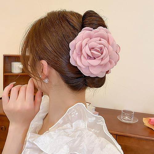 Pinza grande para el cabello con diseño floral rosa miniatura 2