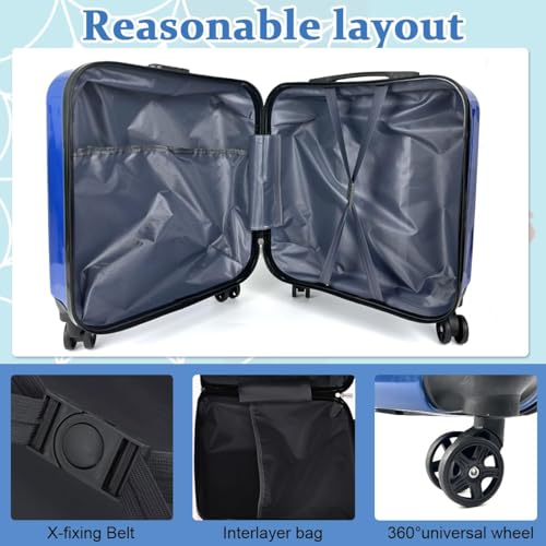 Image of Kids Carry On Luggage with Wheels, 18-inch Hard Shell Suitcase for Boys & Girls, Lightweight Toddler Rolling Travel Bag with Retractable Handle, Durable Hardside Spinner Suitcase for Airplane Travel