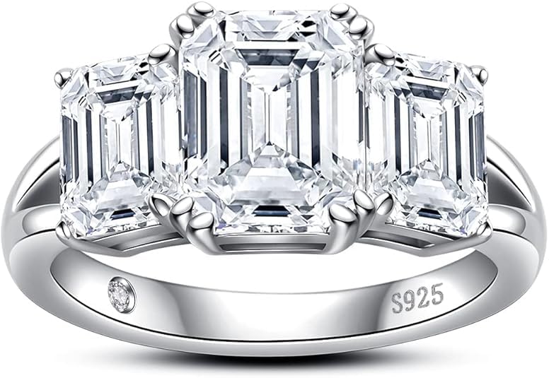 Anello da Donna-Anello con Diamante Moissanite-con Certificazione GRA, Argento Sterling 925, Placcatura in oro Bianco 18 Carati, Purezza D+ VVS1, Finitura al Plasma. Adatto per:Matrimoni