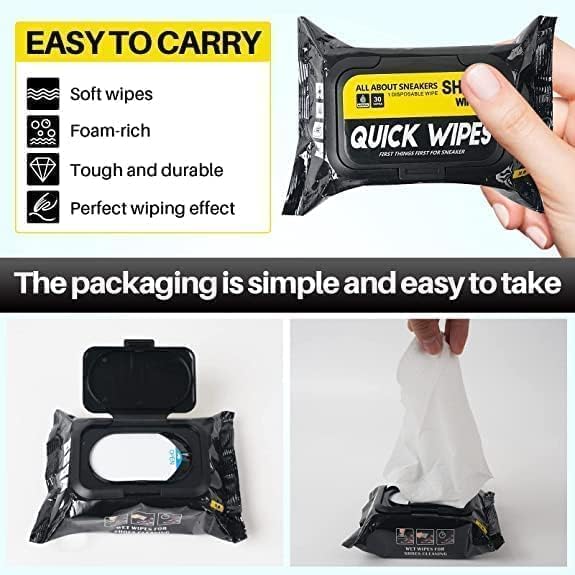 Image of Shoe Cleaning Wipes (80 PCS) - Instant Sneaker Cleaner Wipes for Shoes, White Shoes, Sports Shoes & Leather Footwear, Portable Stain Remover, Quick Cleaning Wet Wipes for Travel & Daily Use