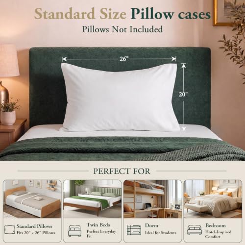 Image of Nuzzle Pillow Cases Standard Size Set of 2, 100% Cotton Pillowcases with Envelope Closure, Pillow Covers with 500 Thread Count, Hotel Quality, Soft and Breathable, White(Pillows Not Included)