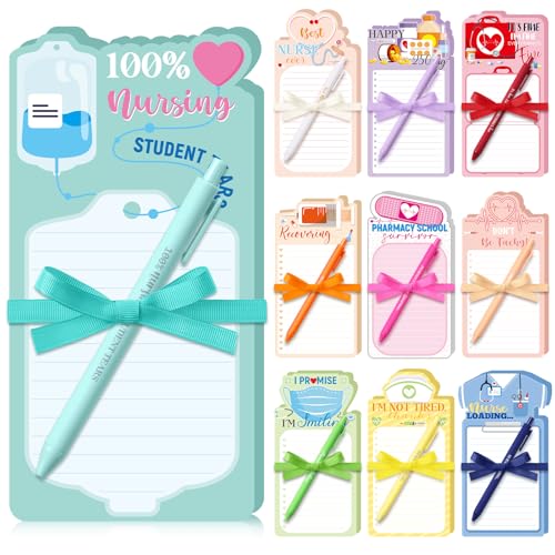 Image of Censen 30 Pcs Nurse Graduation Gifts Sticky Notepad with Pen and Ribbon Nursing Note Memo Pad Funny Appreciation Sticky Pads List to Do Notes for Nurses Doctor Office Gift