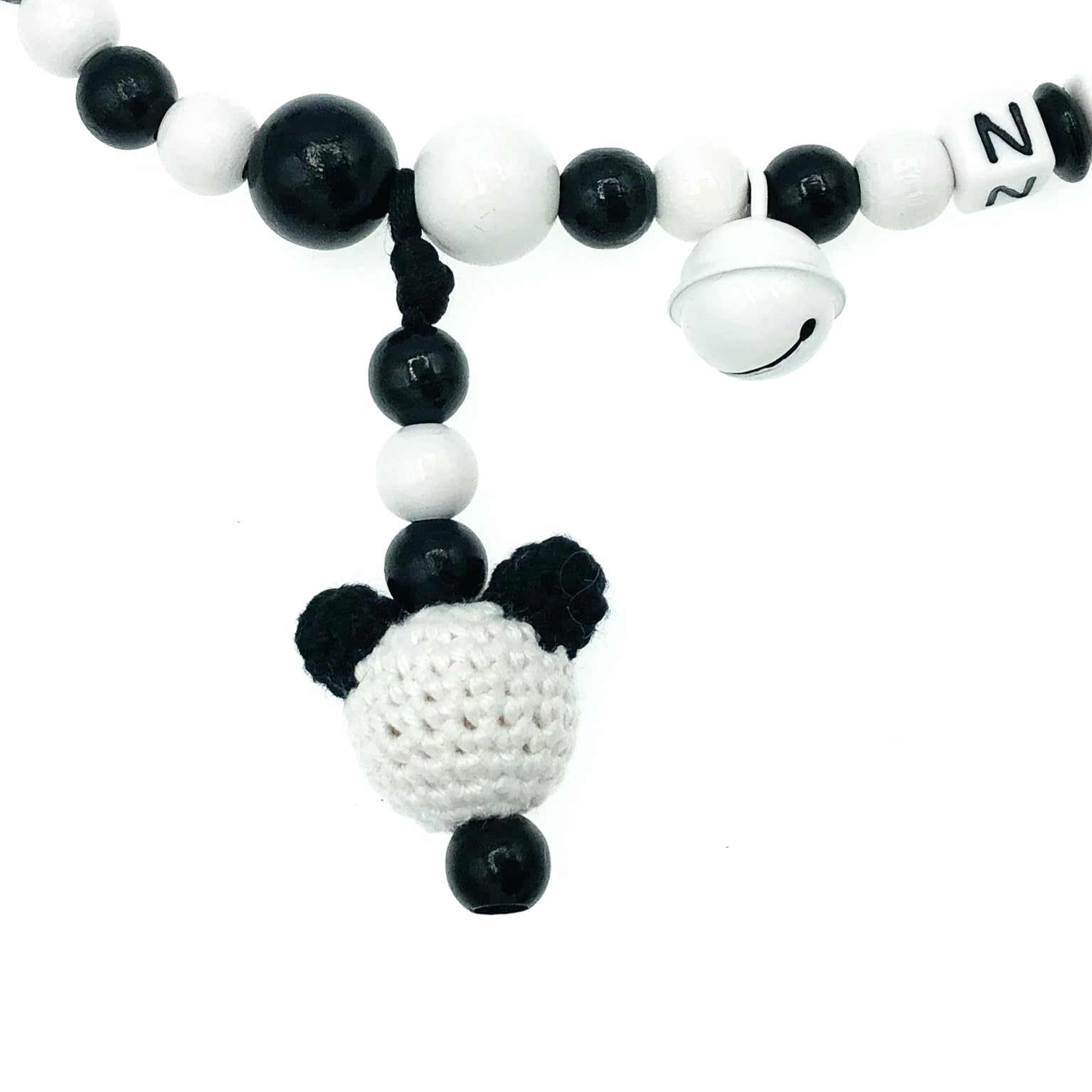 Set Nuckelkette + Kinderwagenkette mit Namen " für BESIKTAS Fan - YAVRU KARTAL - MAUS " Schwarz Weiß/Baby/Unisex/Personalisiert/HANDMADE