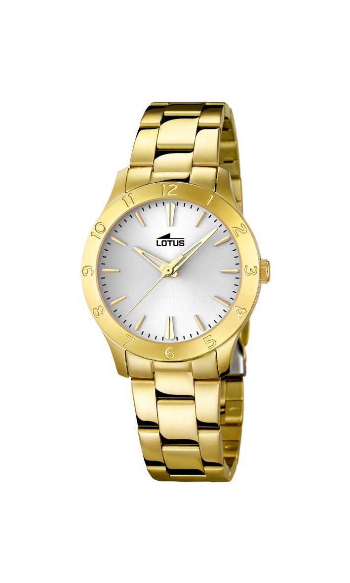 LOTUS18140/1 Trendy- Reloj de cuarzo para mujer con correa de acero, color dorado