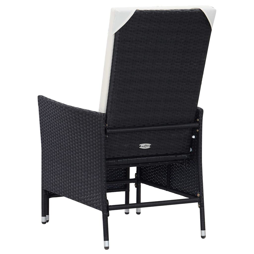 vidaXL Sedia da Giardino Reclinabile con Cuscino in Polyrattan Nero