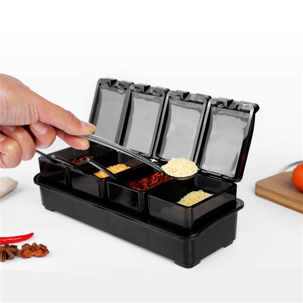 NZPOST Scatola per condimenti da Cucina Gourmet - Contenitore Puro di qualità Premium - 4 cucchiai da Portata - Bottiglia di ampolla per condimenti di Lusso