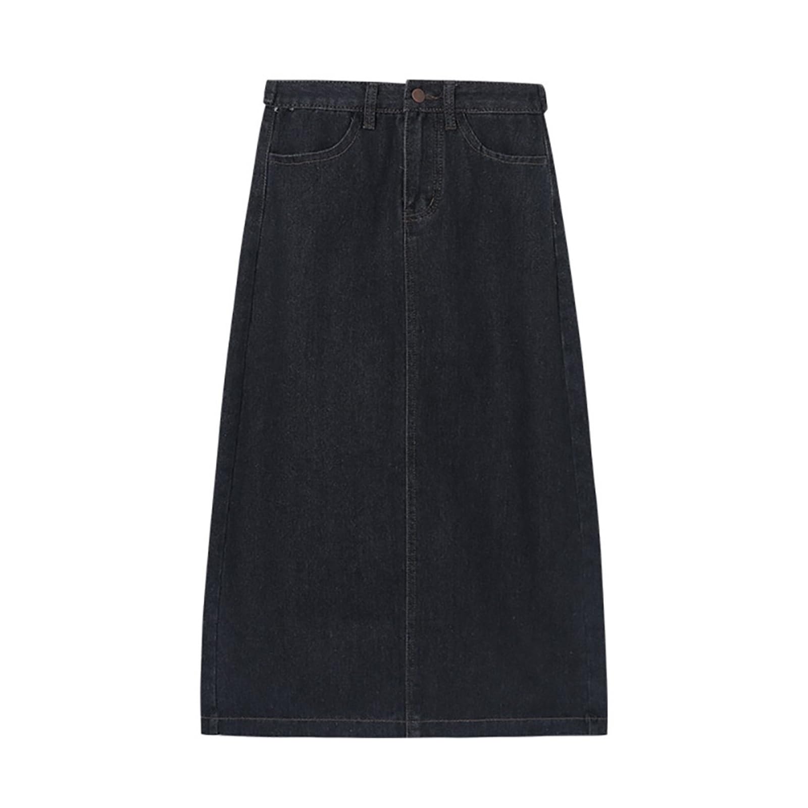 TEidea Spódnice damskie, klasyczna, z wysokim stanem, dżinsowa spódnica midi dla kobiet, ponadczasowa, inspirowana stylem vintage