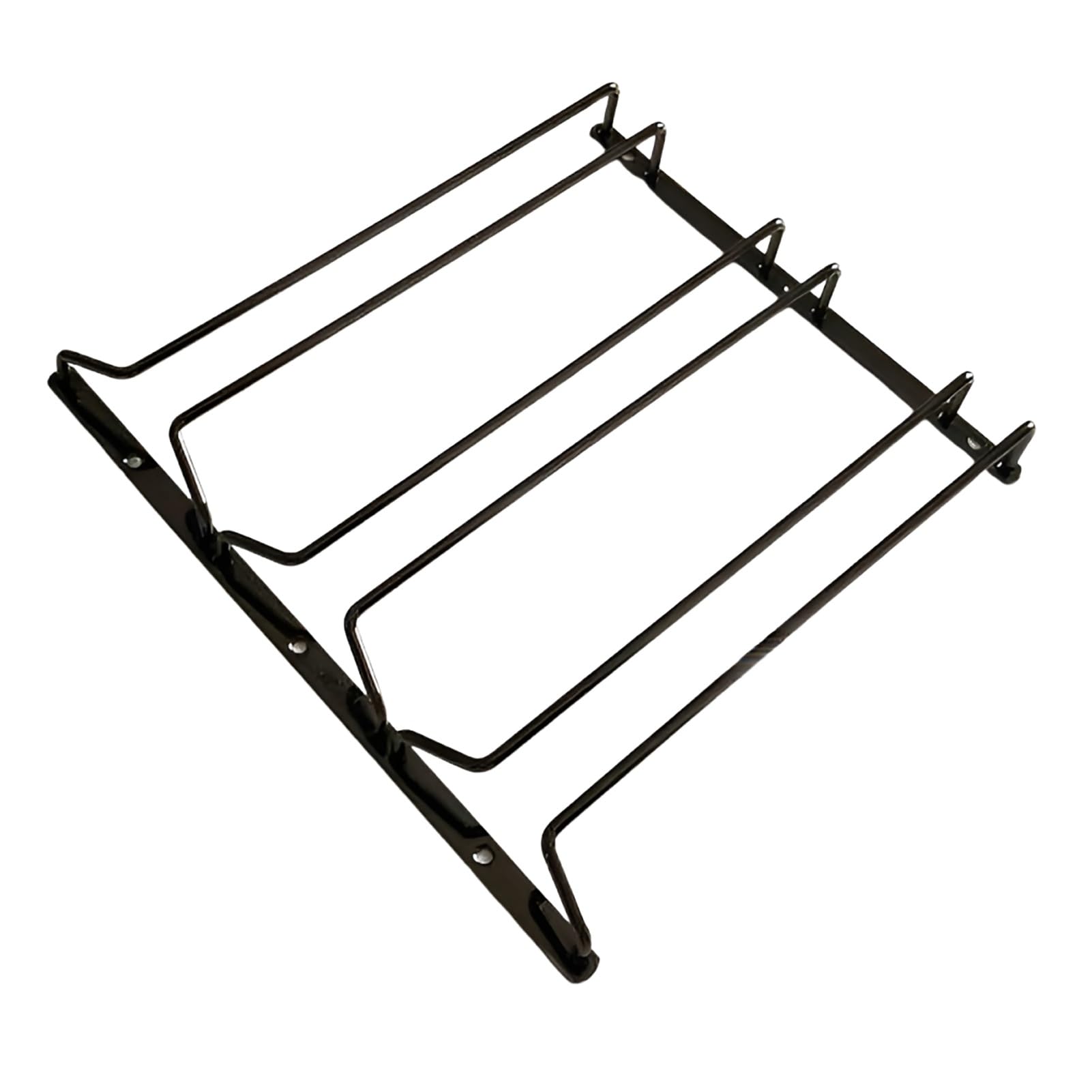 Portabicchieri da vino sospeso sotto il mobile, porta calici in metallo nero rustico da 30/40/50 cm, Mantieni i Bicchieri Asciutti, con viti(3 Row 30cm)