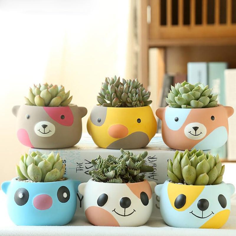 3 Pezzi/pacco Vasi Miniatura In Ceramica A Forma Di Panda Per Piante