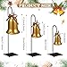 Amyhill 3 Pcs Christmas Decorative Bells Stands Table Decor Metal Vintage Inspired Bells Stands with Velvet Bow for Rustic Christmas Hanging for Xmas Table Window (Classic)