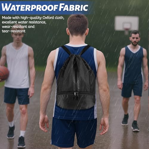 Mochila playa para hombres y mujeres, mochila cuerdas, con compartimento para zapatos y bolsillo húmedo/seco, mochila deportiva para baloncesto, fútbol y deportes - imagen 6