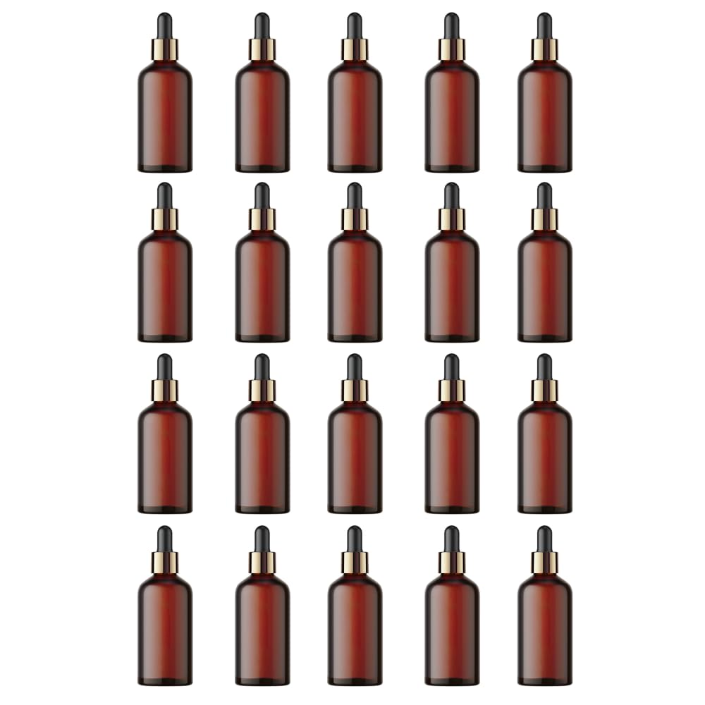 Tattvalogy Amber Color Round Empty Glass Bottle With Black Dropper | For Essential Oils , Diy Skin Care , Cosmetics, Bottle | Refillable Travel Size Cosmetic Container | Set of 20 pcs - 100 ml Each-image-44