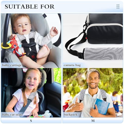 Image of 2 Pack Seatbelt Covers Seat Belt Cover Pad for Adults Boys Girls Car Seat Strap Covers Pads Cushion Universal Shoulder Strap Pad Protector for Backpack Camera Bag 10x7.7Inch Light Silvery Zebra Print
