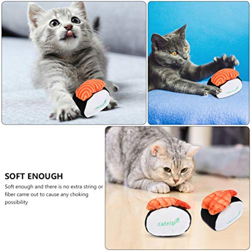 ULTECHNOVO 3Pcs Gato Catnip Brinquedos De Pelúcia Sushi Gato Mastigar Brinquedo Mordida-Resistente M