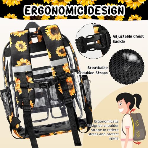 Image of Clear Backpack with Small Purse, See Through Backpacks Stadium Approved, Transparent Bookbag for Girls Teens Women Elementary College Work Travel Concert