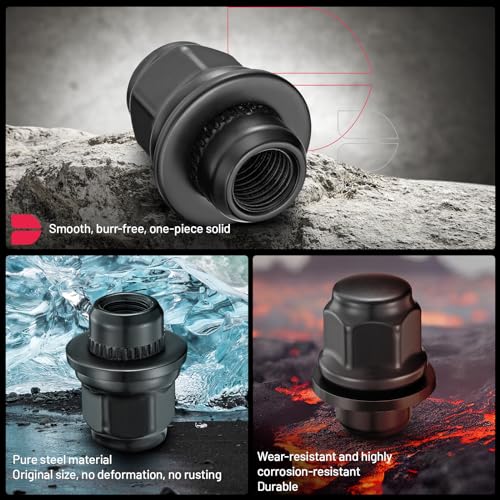 Image of BDFHYK 12mmx1.5 Wheel Lug Nuts,24pcs Black M12x1.5 Lug Nuts Closed End Mag Seat with Washer 13 /16 inch 21mm Hex 1.46 inch 37mm Tall Compatible with Toyota Tacoma 4Runner FJ Cruiser