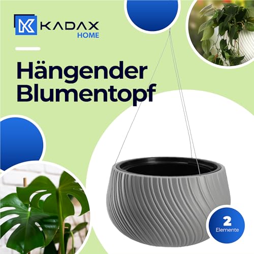 KADAX Hängetopf, Blumenampel mit Kette und Haken, Hängepflanztopf für Rankblumen, Übertopf mit Einsatz… – Ansicht 2