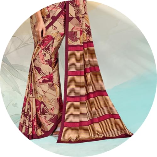 Image of Jaanvi fashion Women's Crepe Silk Saree with Unstitched Blouse Piece | Soft Lightweight Traditional Ethnic Wear Saree for Party, Wedding, Festival