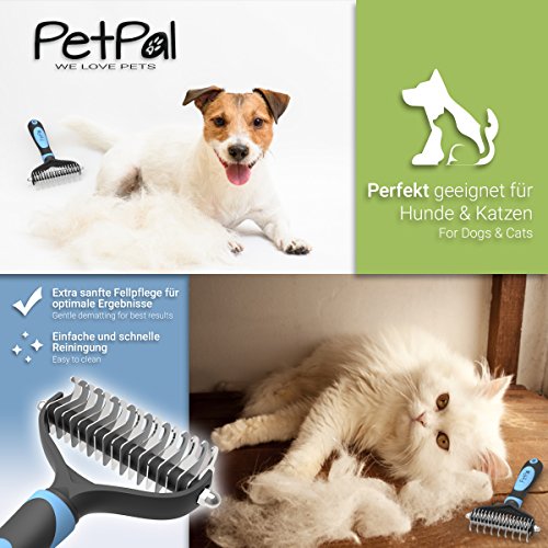 PetPäl Hunde & Katzen Unterwollbürste – Premium Bürste zur Fellpflege - Erleichtert den Fellwechsel – Massagebürste - Entfernt Unterfell & Verfilzungen – Ideal für Haustiere und Pferde