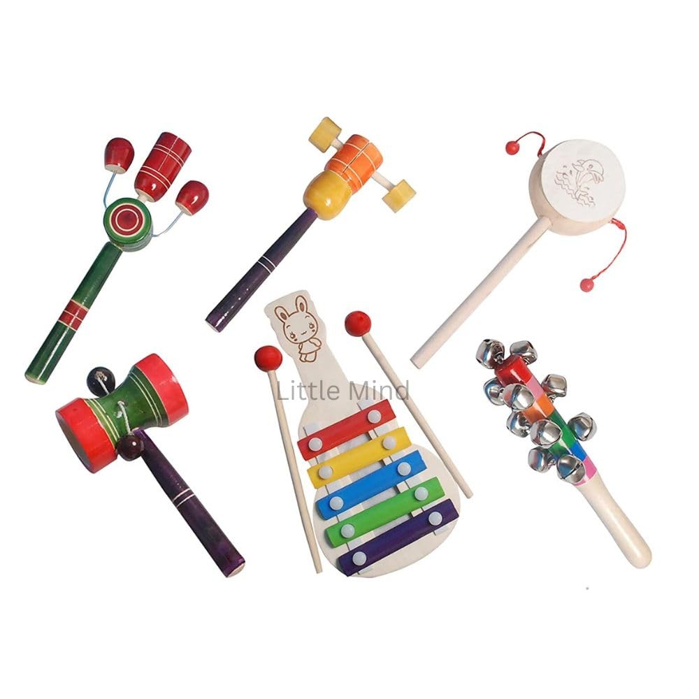 Little Mind Wooden Rattle Sets The Classic Toy Making a Comeback in Babys Playroom Toys for Baby/Infants (0 to 6 to 12 Months) Pack of 6 (B0CM1D1K3S) Amazon Price History, Amazon Price Tracker